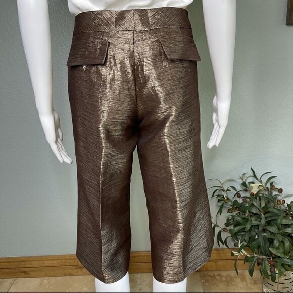 Cache Textured Bronze Capris Gaucho Pants Size 4 - Picture 11 of 12